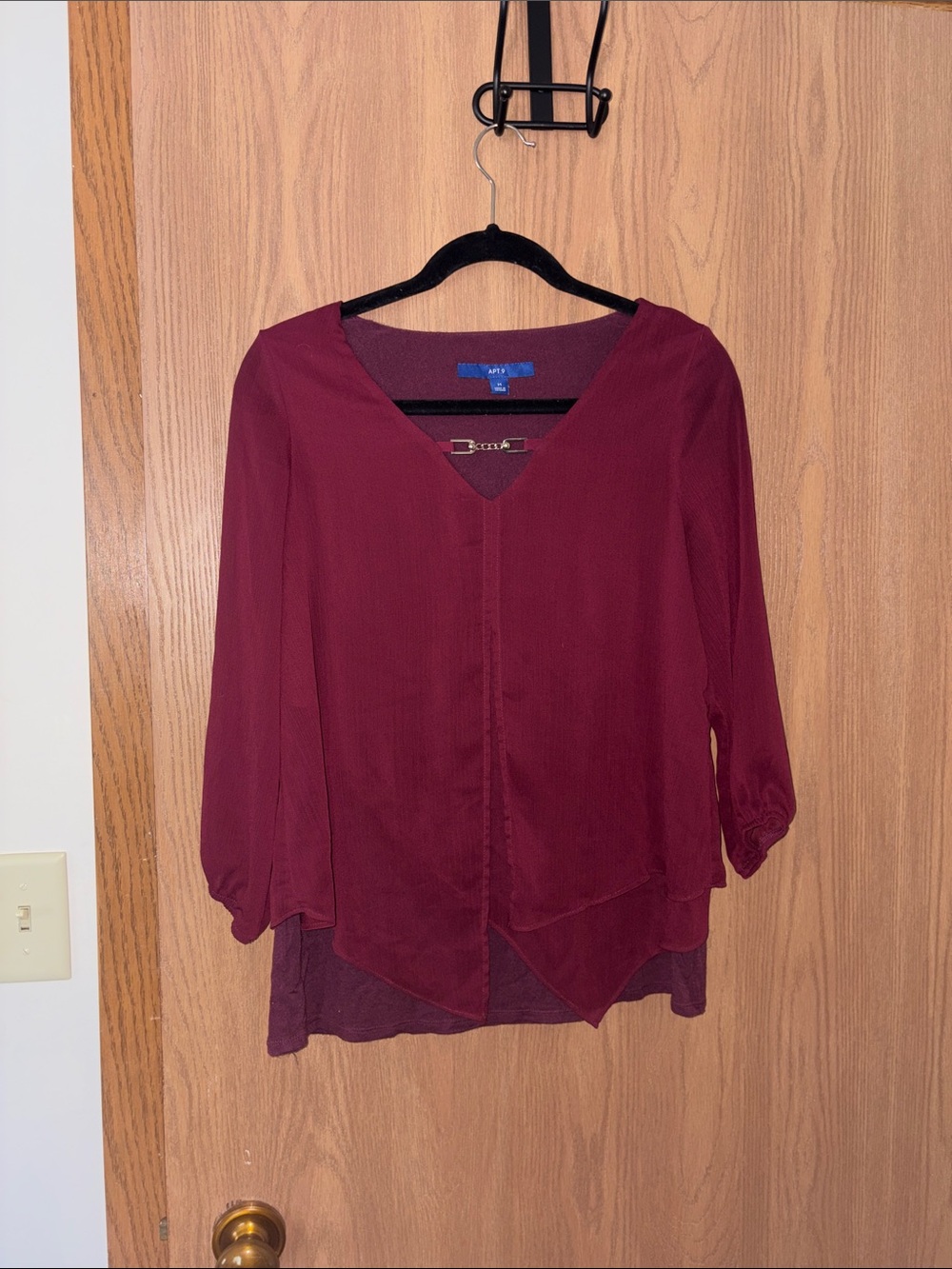 Apt. 9 Wine Layered V-Neck Blouse